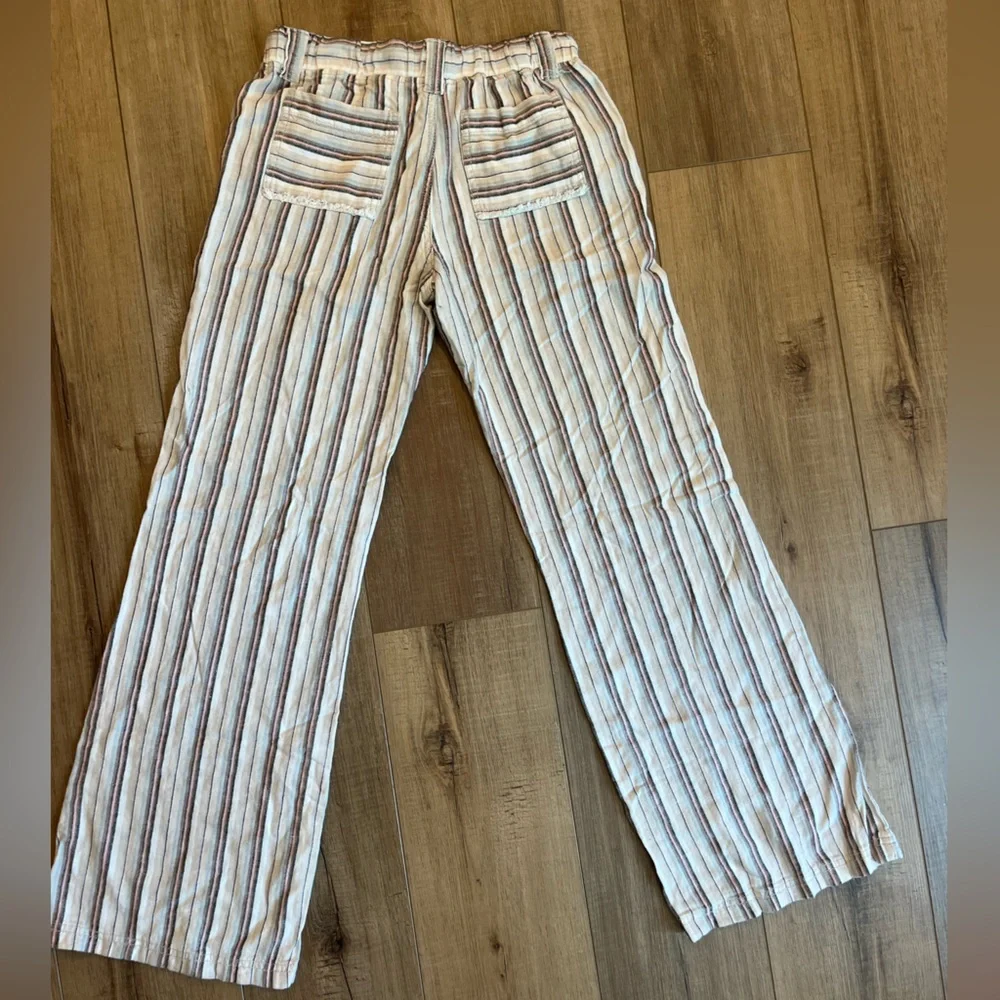 Rewash (Macy’s) brand striped linen blend boho wide leg pants size XS EUC‎